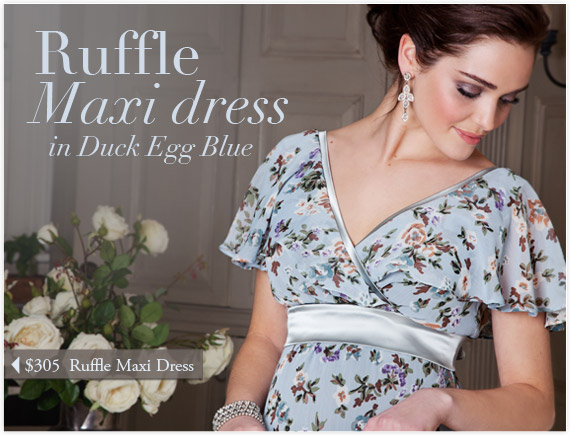 Ruffle Maxi Dress (Duck Egg Blue) by Tiffany Rose