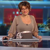 Kate Silverton wearing the Sienna Dress (Dusk) by Tiffany Rose on BBC's Weekend News