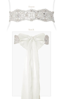 Diamante Sash (Ivory Silk Tails)