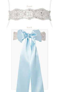 Diamante Sash (Blue Satin Tails)