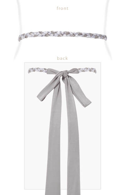 Plaited Ribbon Sash (Silver) by Tiffany Rose