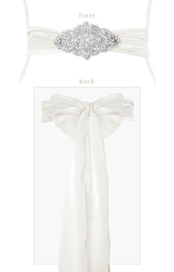 Silk Crystal Sash Ivory