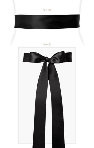 Smooth Satin Sash Long Black by Tiffany Rose