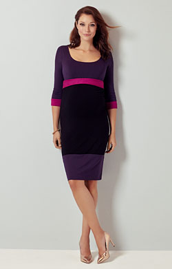 Colour Block Maternity Dress (Purple)
