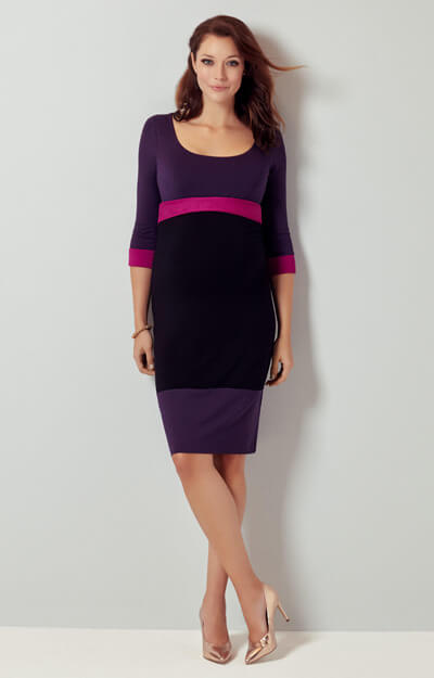 Colour Block Maternity Dress (Purple) by Tiffany Rose