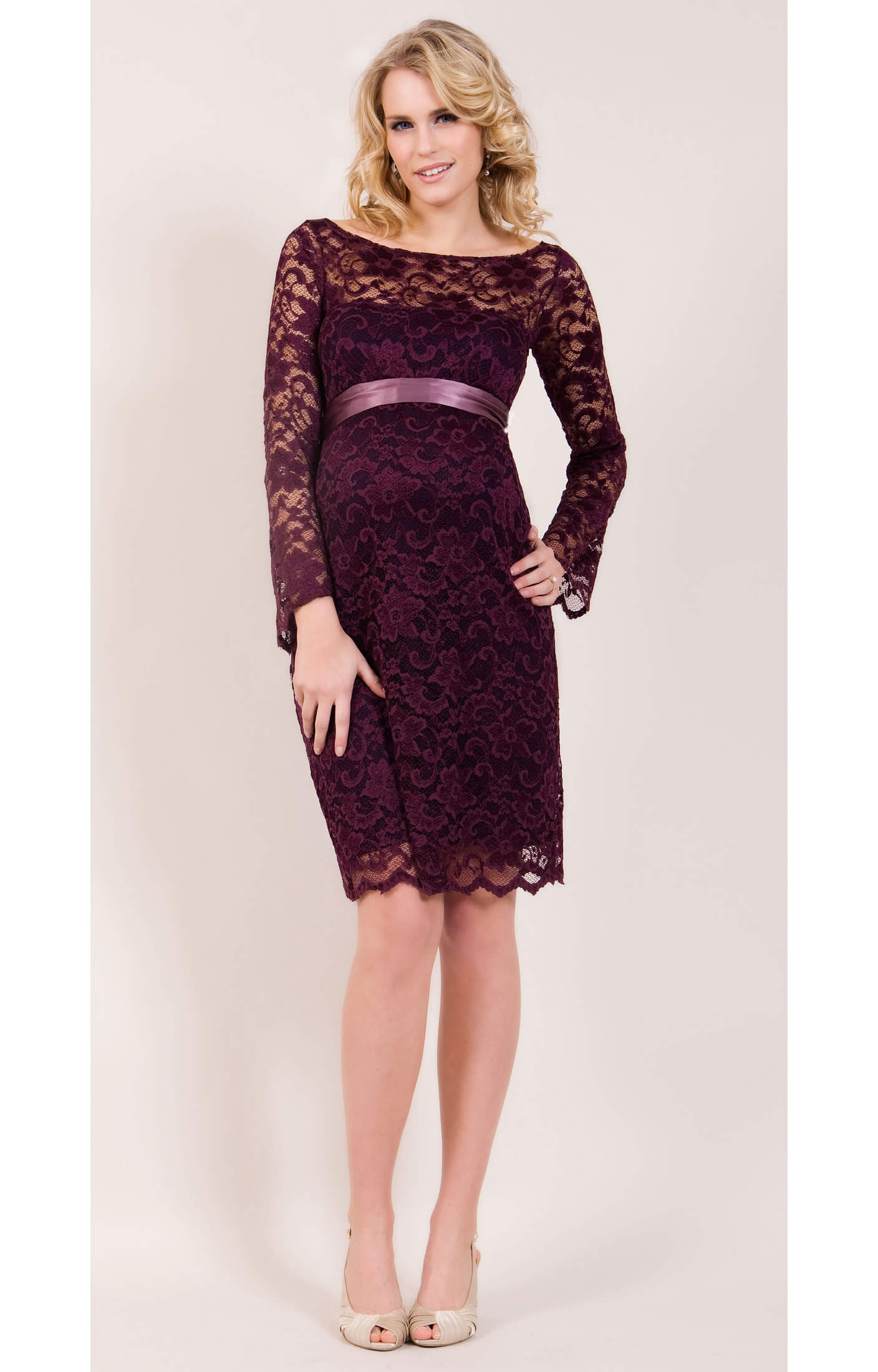 Chloe Lace Maternity Dress (Claret) - Maternity Wedding ...