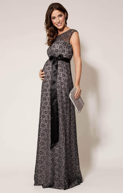Daisy Maternity Gown Long (Black and Silver) by Tiffany Rose