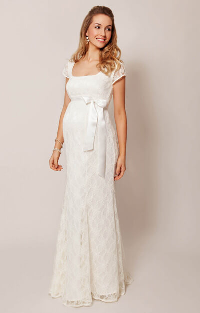 Eva Lace Maternity Gown (Cream) by Tiffany Rose
