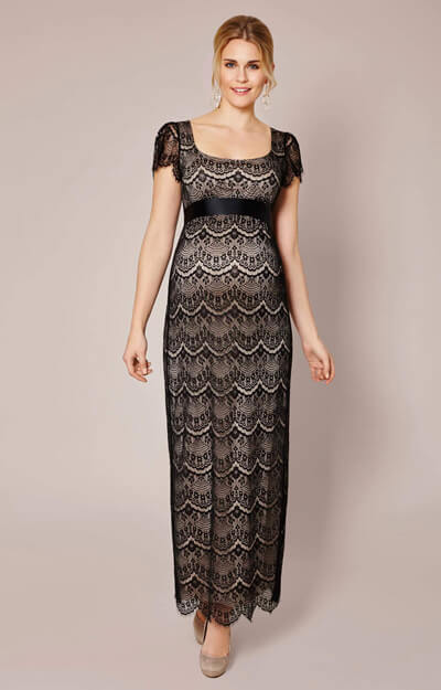 Flutter Maternity Dress Long (Black) by Tiffany Rose