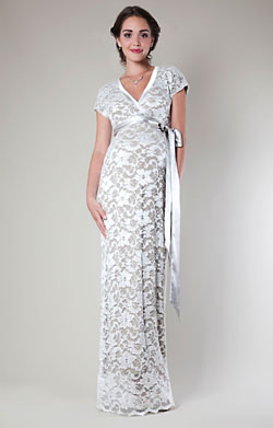 Grace Lace Maternity Dress Long (Ivory)