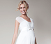 View additional images of Lily Silk Maternity Gown Long (Ivory)