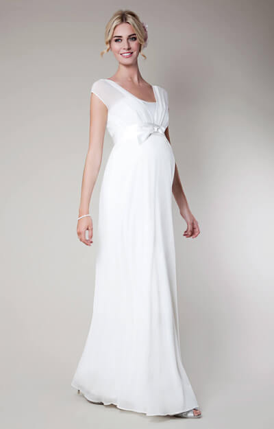 Lily Silk Maternity Gown Long (Ivory) by Tiffany Rose