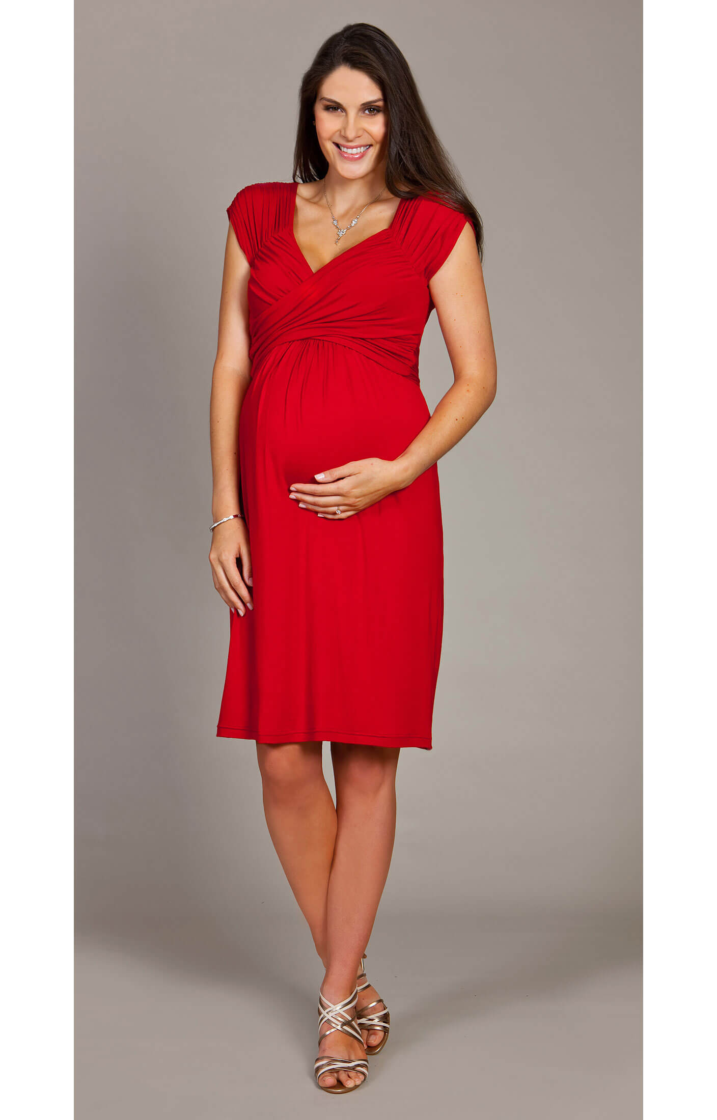 red maternity dress