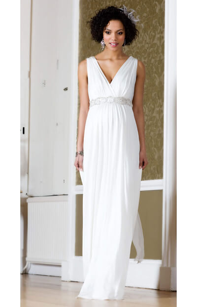 Anastasia Maternity Gown (Ivory) with Diamante Sash by Tiffany Rose