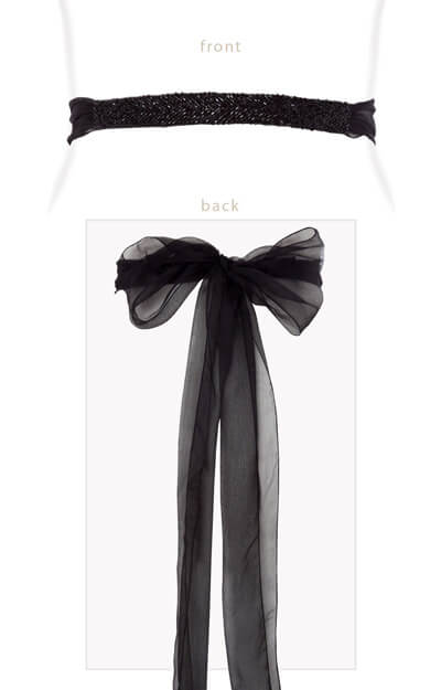 Beaded Silk Sash Black by Tiffany Rose