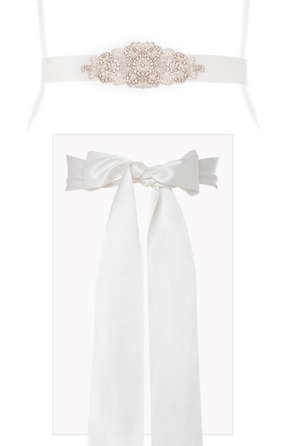 Perlenbesetzte Brautschärpe Victoria Elfenbein by Tiffany Rose