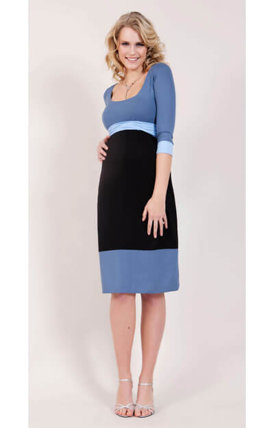 Colour Block Maternity Dress (Blue) by Tiffany Rose