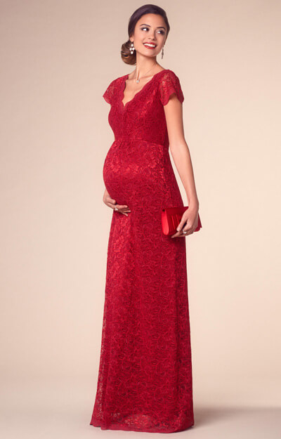 Laura Maternity Lace Gown Long Scarlet by Tiffany Rose