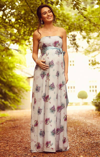 Ocean Maternity Gown Long Dusky Floral by Tiffany Rose