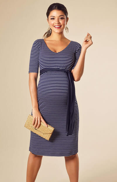Tilly Shift Maternity Dress Navy Stripe by Tiffany Rose