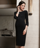 Robe droite de grossesse à paillettes Adèle (Noir) by Tiffany Rose