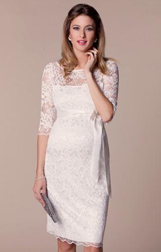 Amelia Lace Maternity Wedding Dress Short (Ivory) by Tiffany Rose