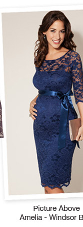 Amelia Lace Maternity Dress (Windsor Blue)