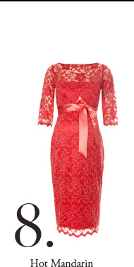 Amelia Lace Maternity Dress (Hot Mandarin)