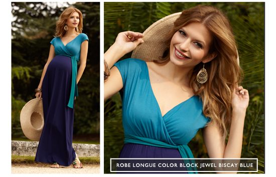 Robe longue Color Block Jewel Biscay Blue Robe longue Color Block Jewel Biscay Blue