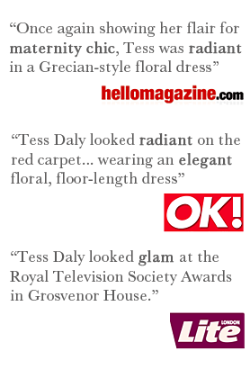 Tess Daly wears the Clementine Gown by Tiffany Rose