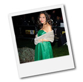 Myleene Klass wearing the Tiffany Rose Emerald Gown
