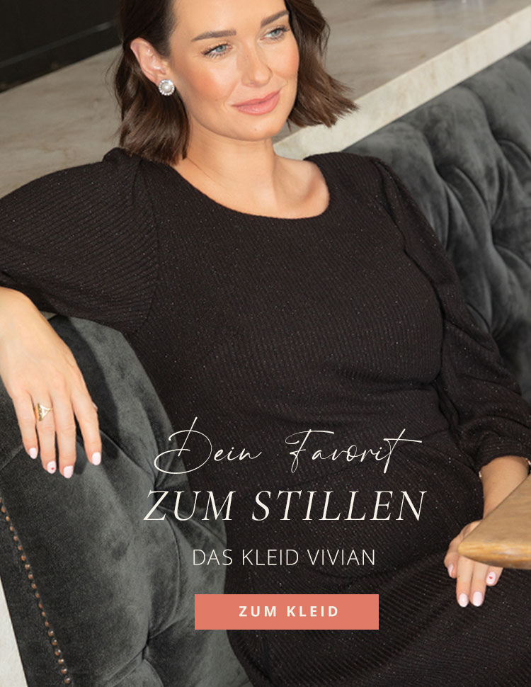 Geripptes Umstands- und Stillkleid Vivian in Schwarz mit einem Hauch Glitzer
