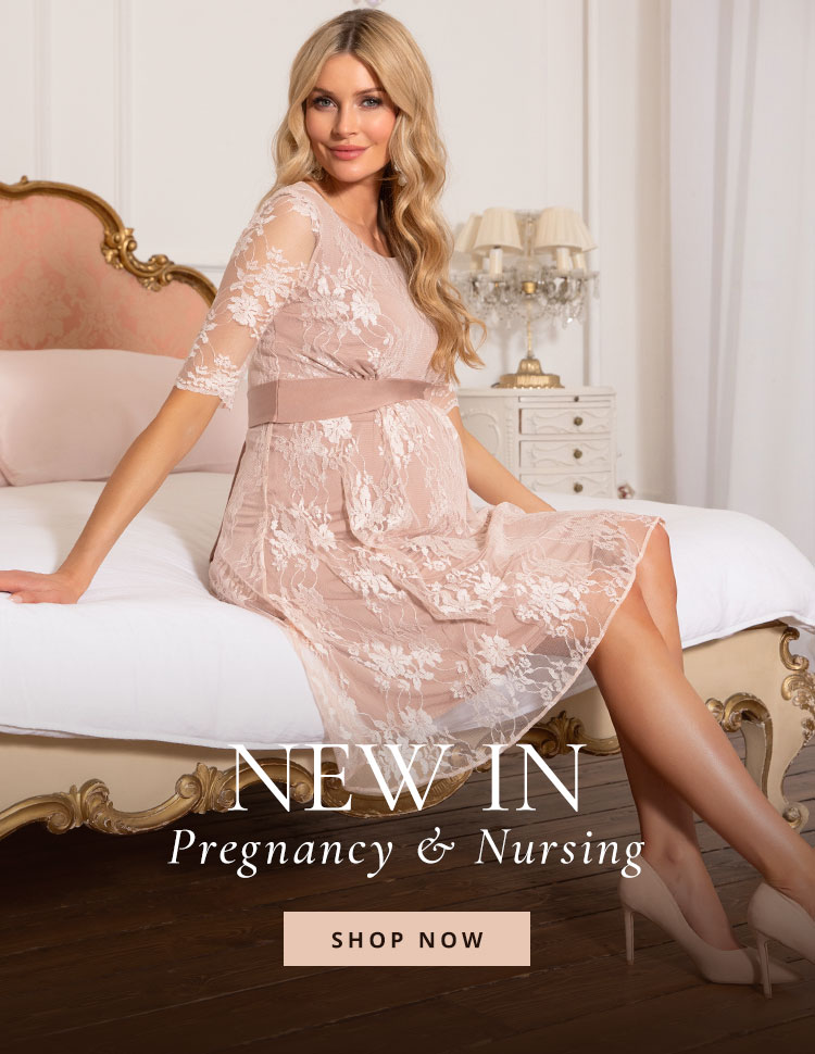 Esther Lace Maternity & Nursing Dress (Blush)