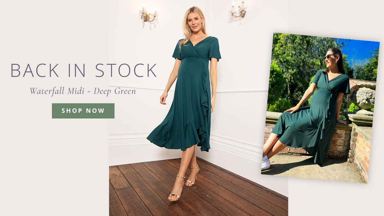 Waterfall Midi Dress Deep Green