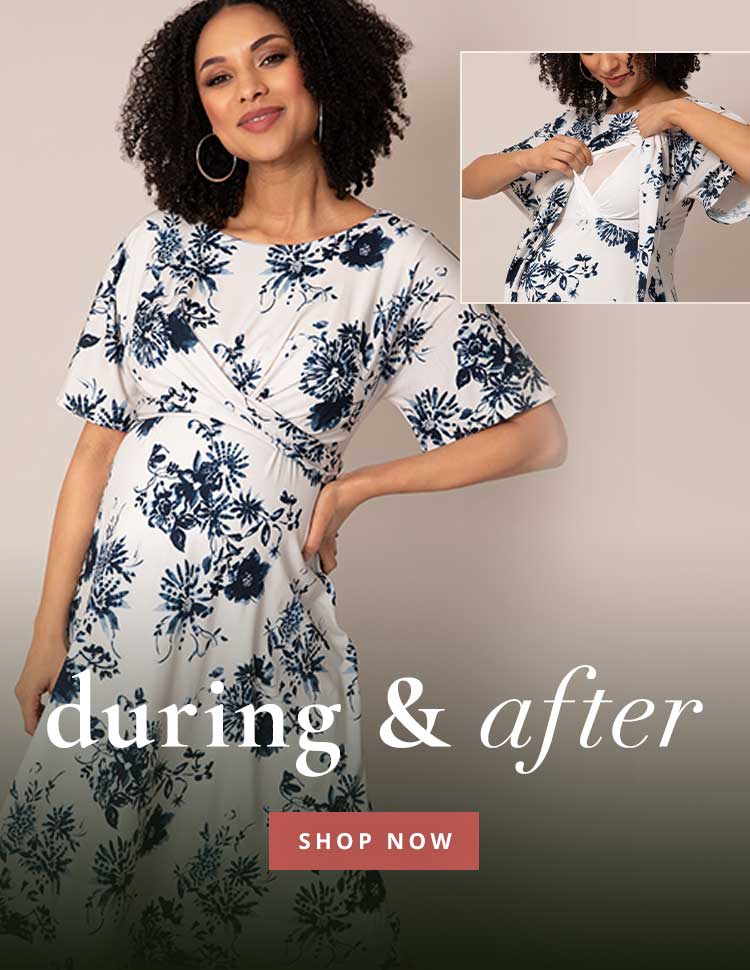 Kathleen Nursing Midi Dress (Oyster Blue) Kathleen Nursing Midi Dress (Oyster Blue)