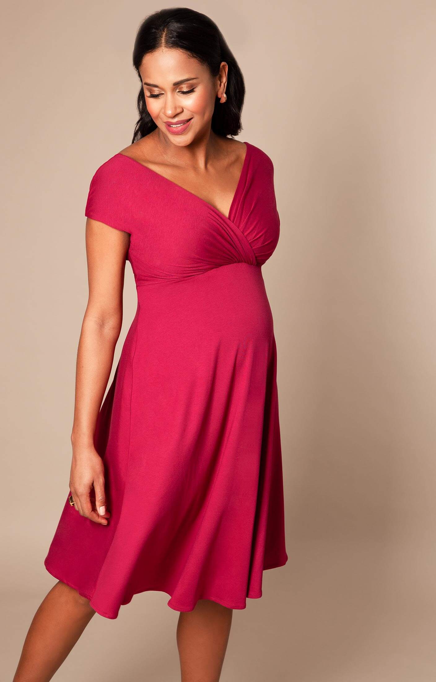 red formal maternity dress