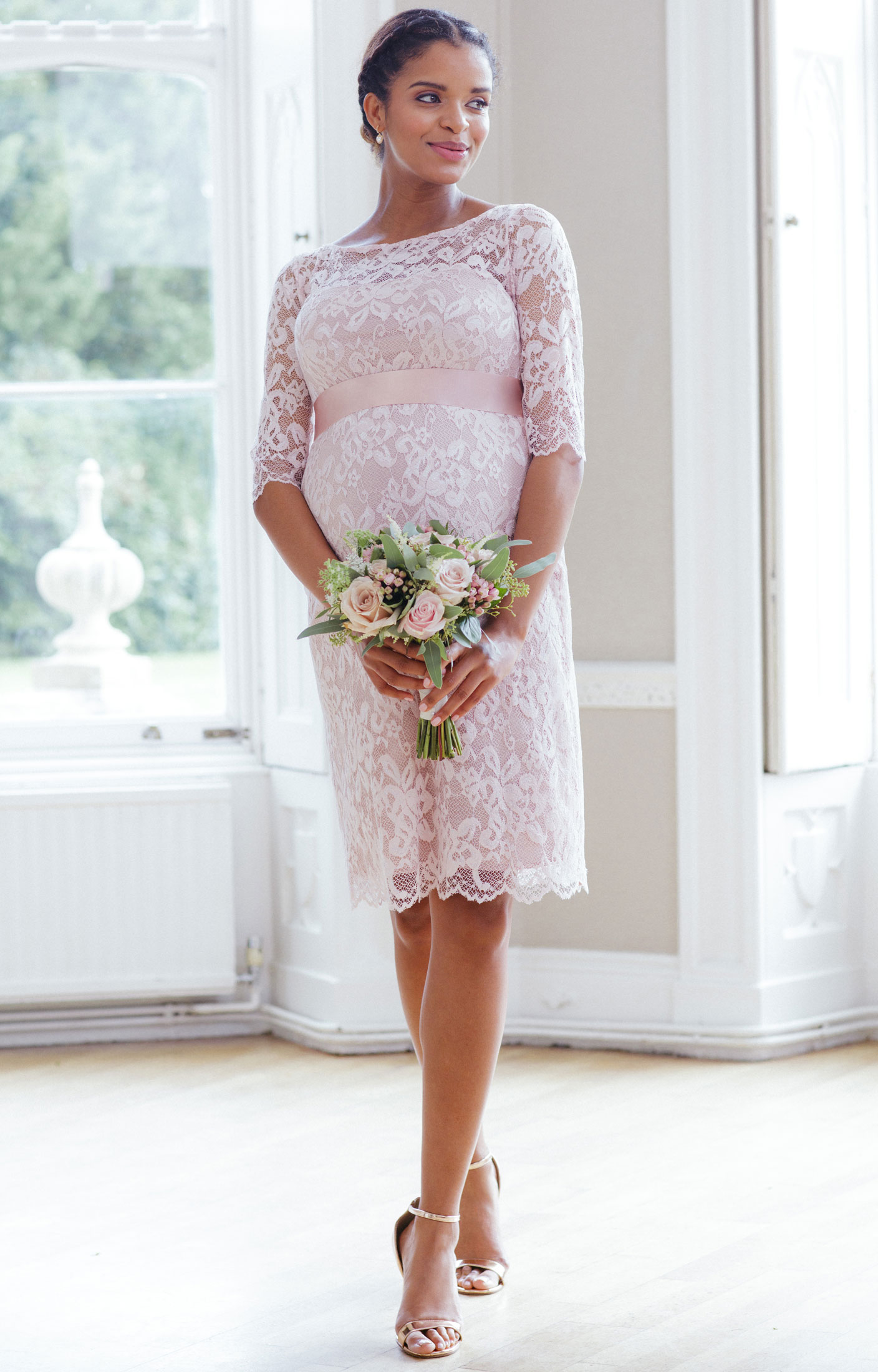 Amelia Lace Maternity Dress Short Cameo Rose Pink - Maternity Wedding  Dresses, Evening Wear and Party Clothes by Tiffany Rose UK