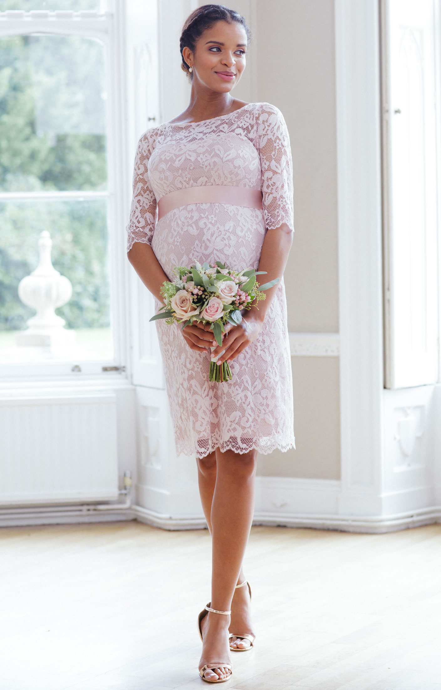 Pink Lace Maternity & Nursing Cocktail Dress | Seraphine