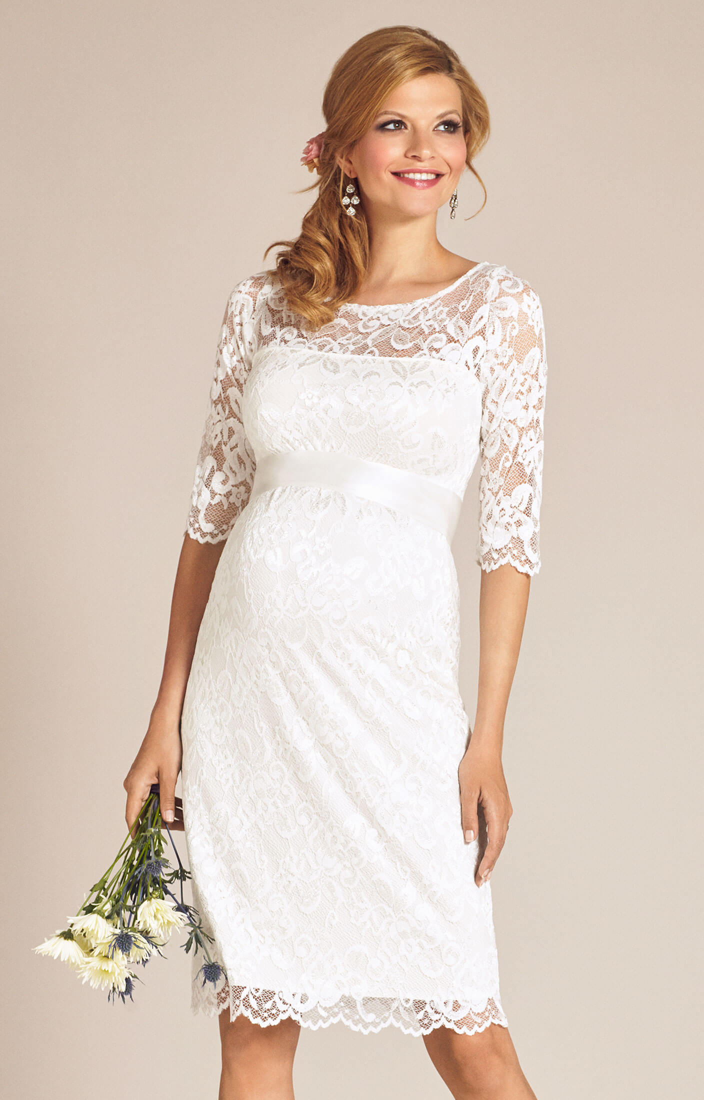 Tiffany Rose Amelia Lace Maternity Wedding Dress, Ivory, £149.00