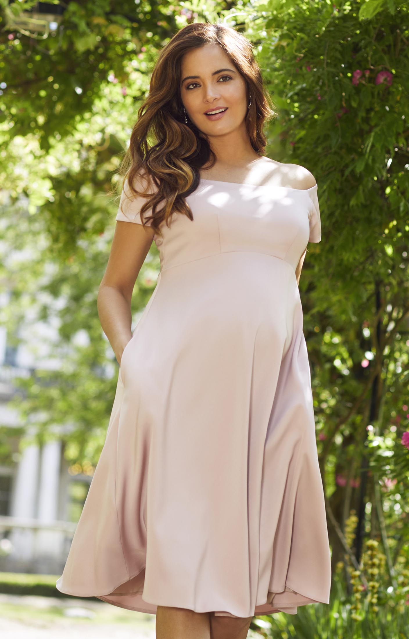 pink maternity dress