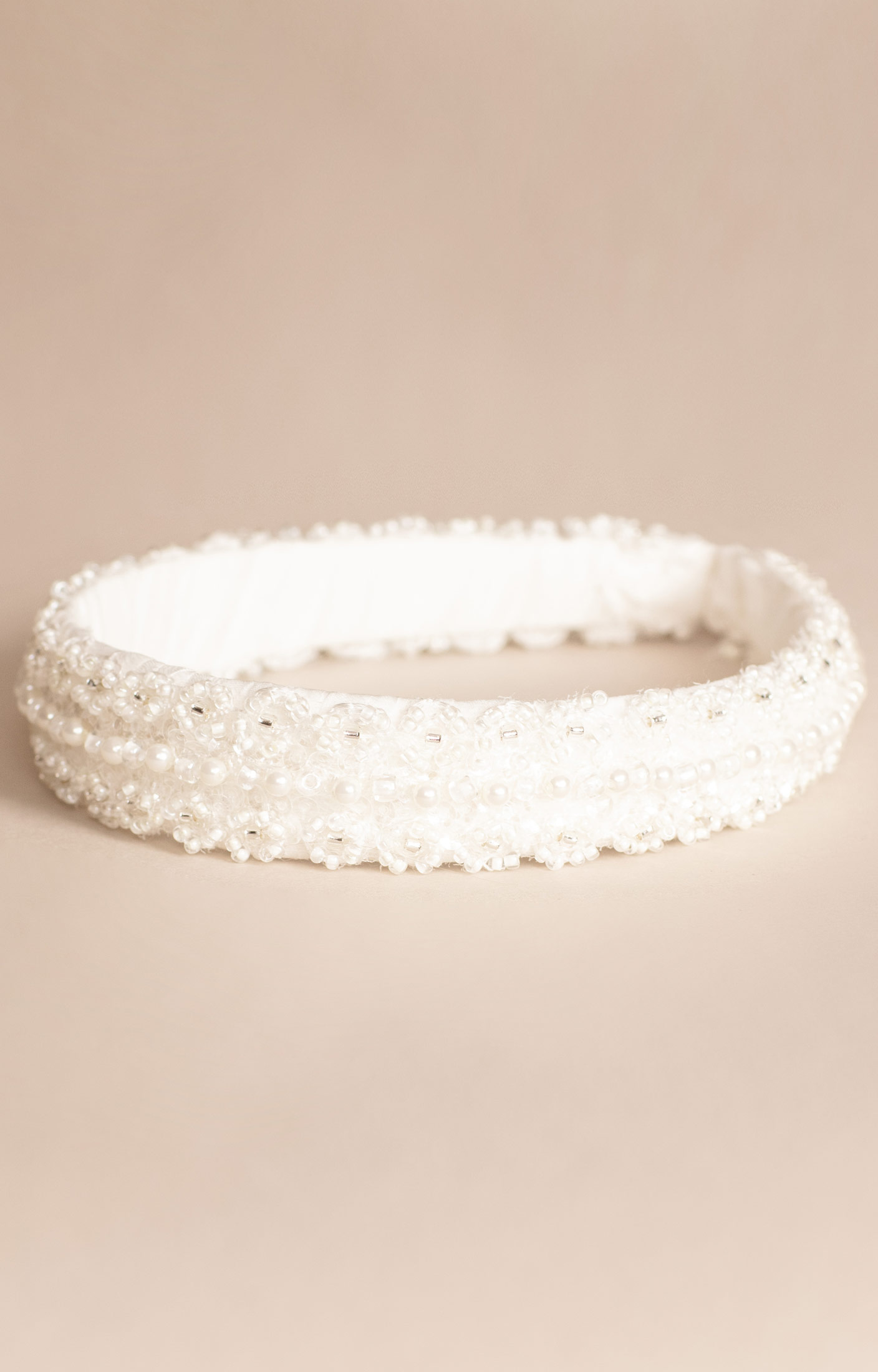 Image of Pearl Beaded Headband Ivory Cream
