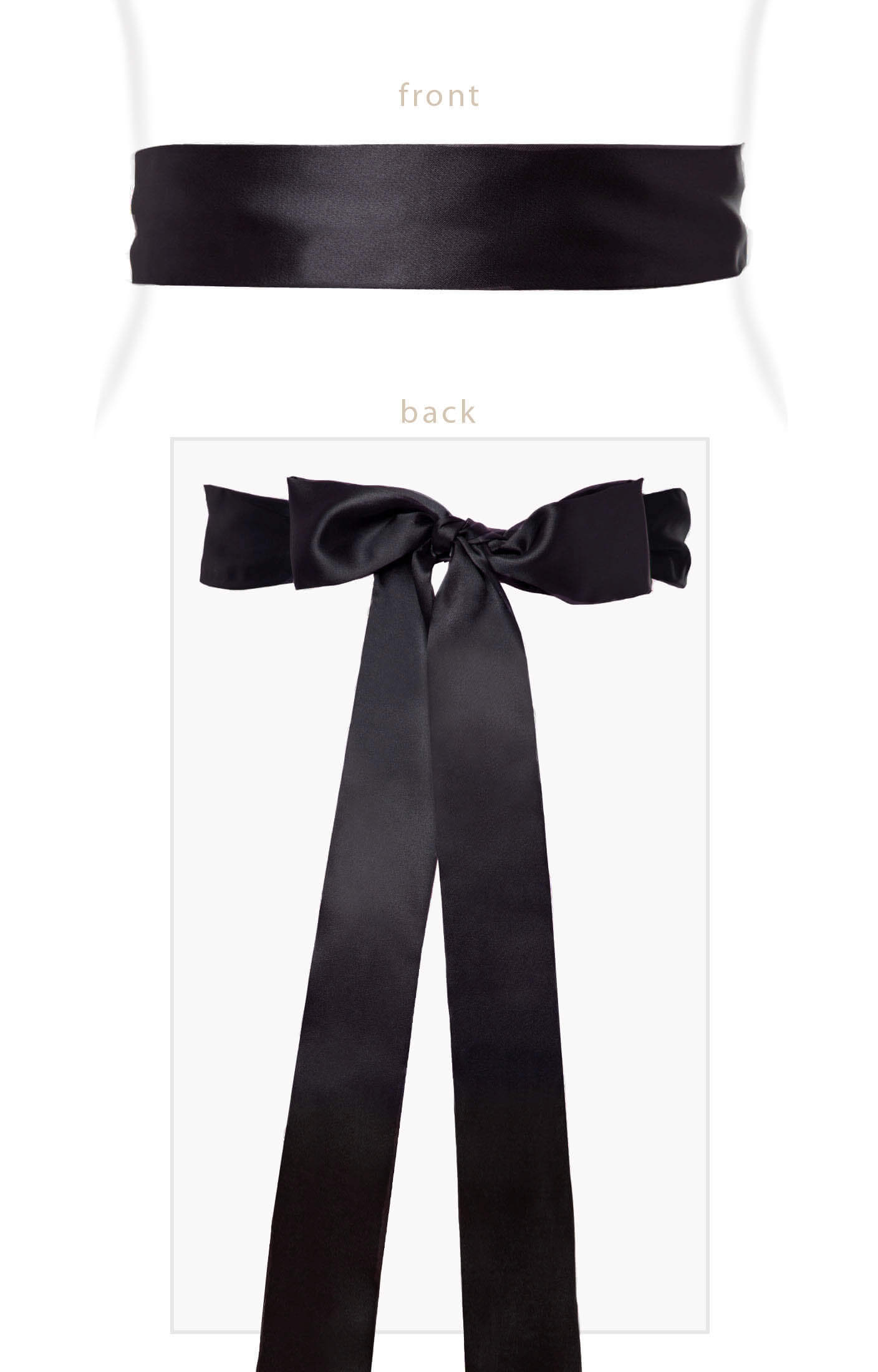 Image of Smooth Satin Sash Slim Black