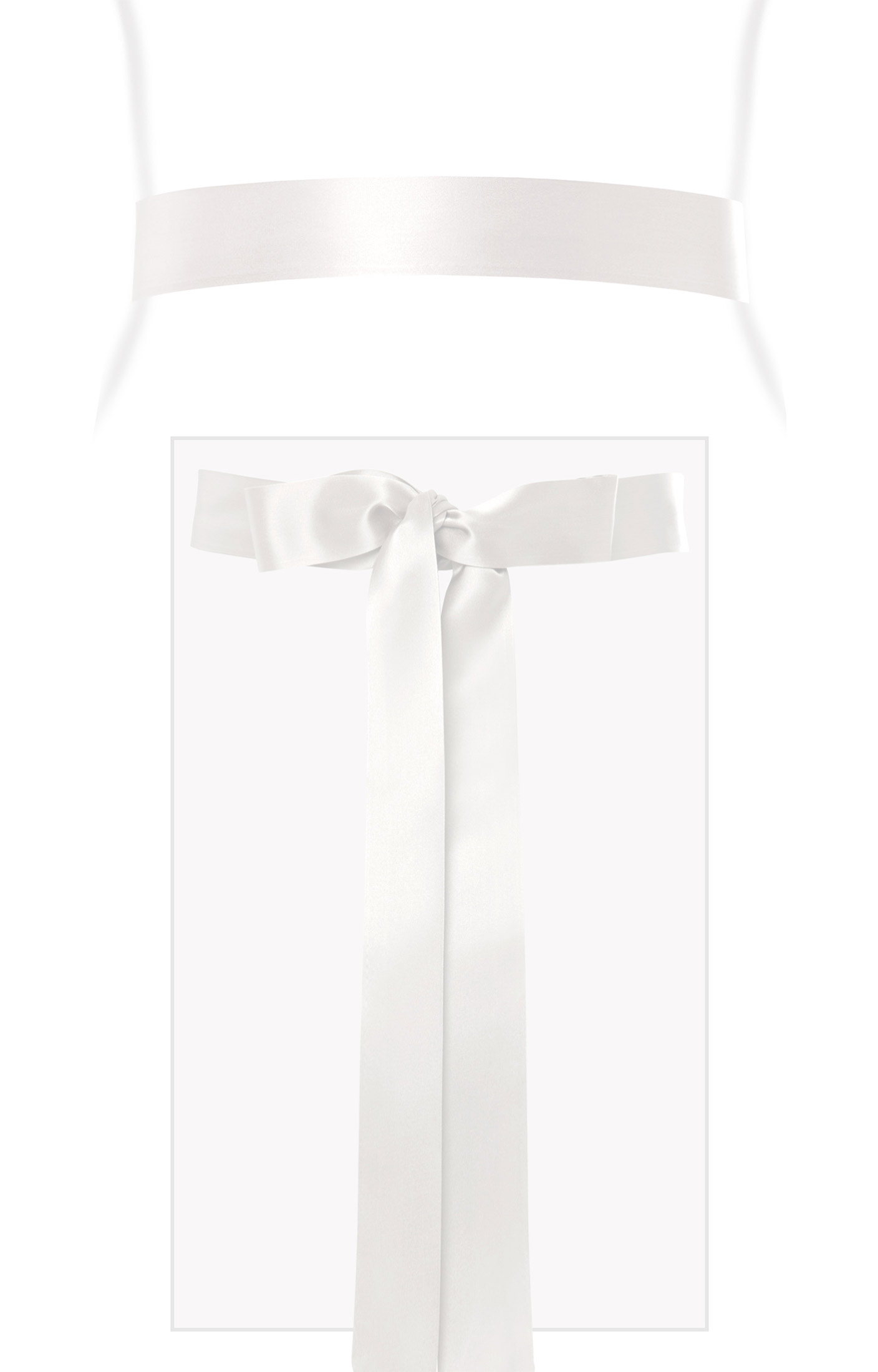 Image of Smooth Satin Sash Slim Long Ivory