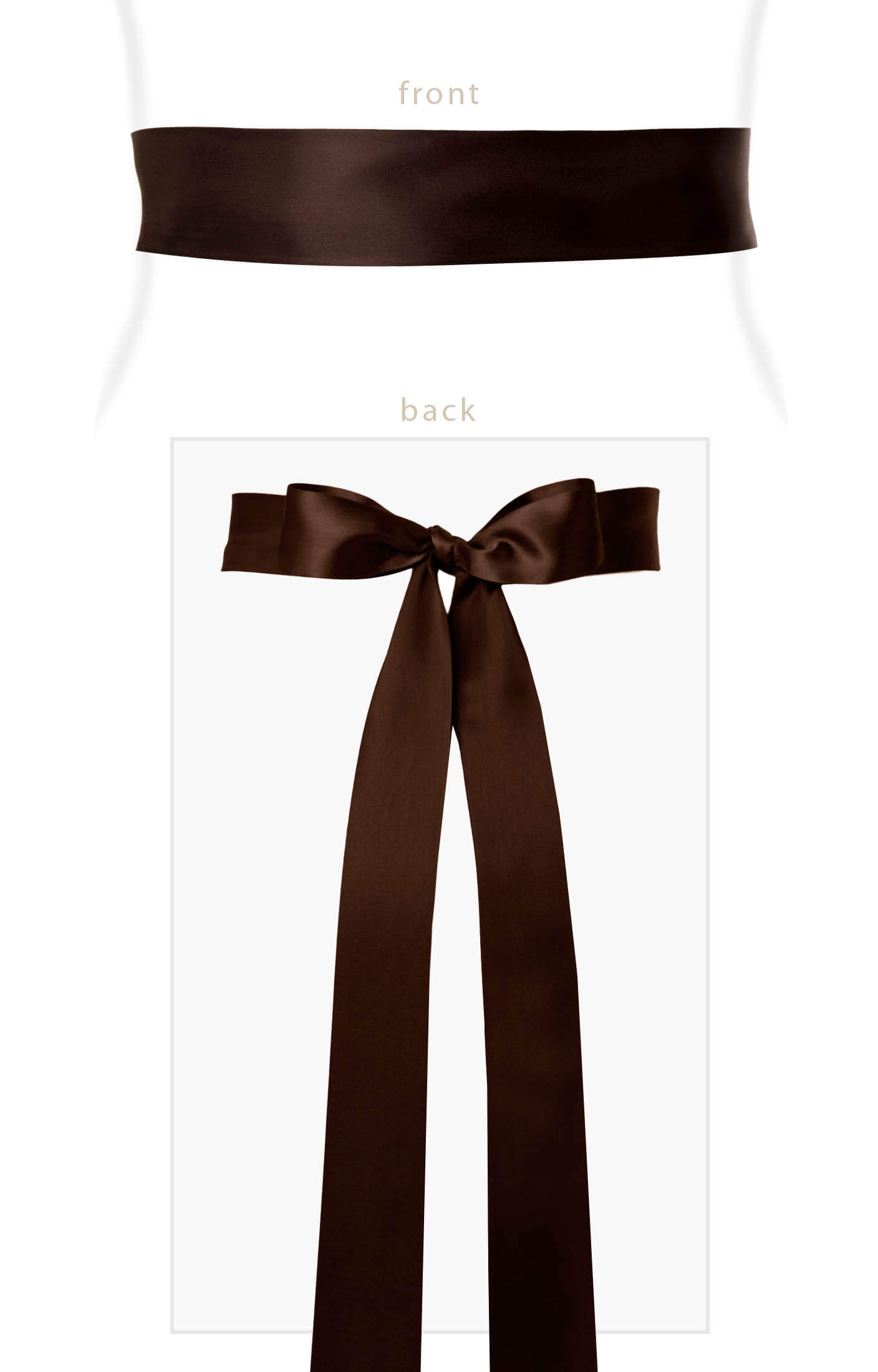 Image of Smooth Satin Sash Long Dark Chocolate