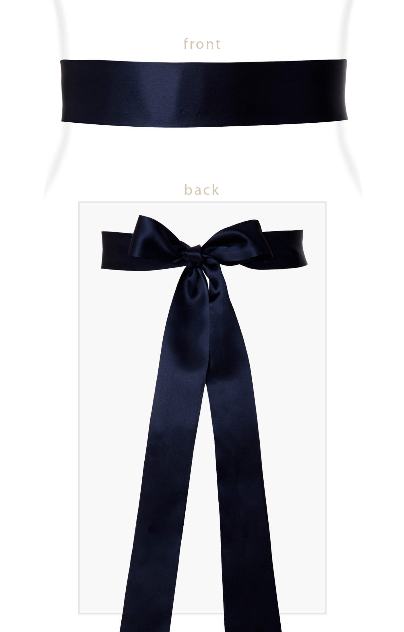 Image of Smooth Satin Sash Long Midnight Blue