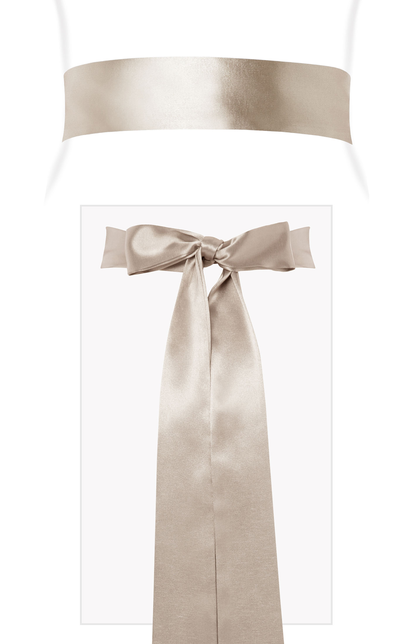 Image of Smooth Satin Sash Long Oyster