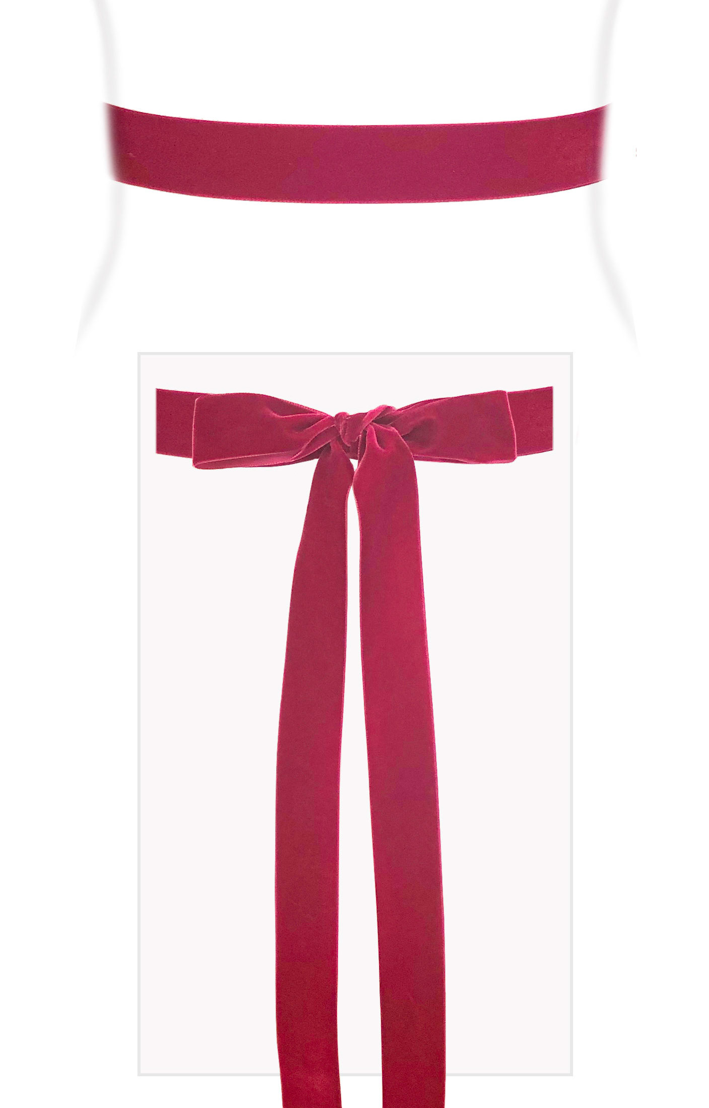 Image of Velvet Ribbon Sash Dark Fuchsia
