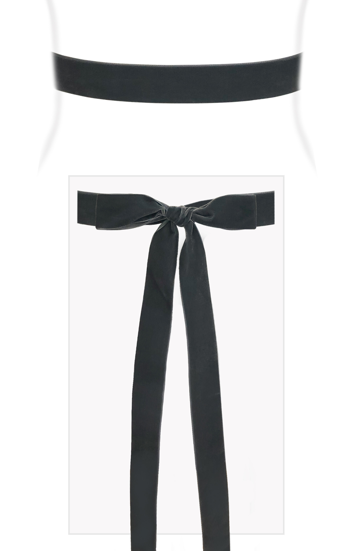 Image of Velvet Ribbon Sash Grey Smoke