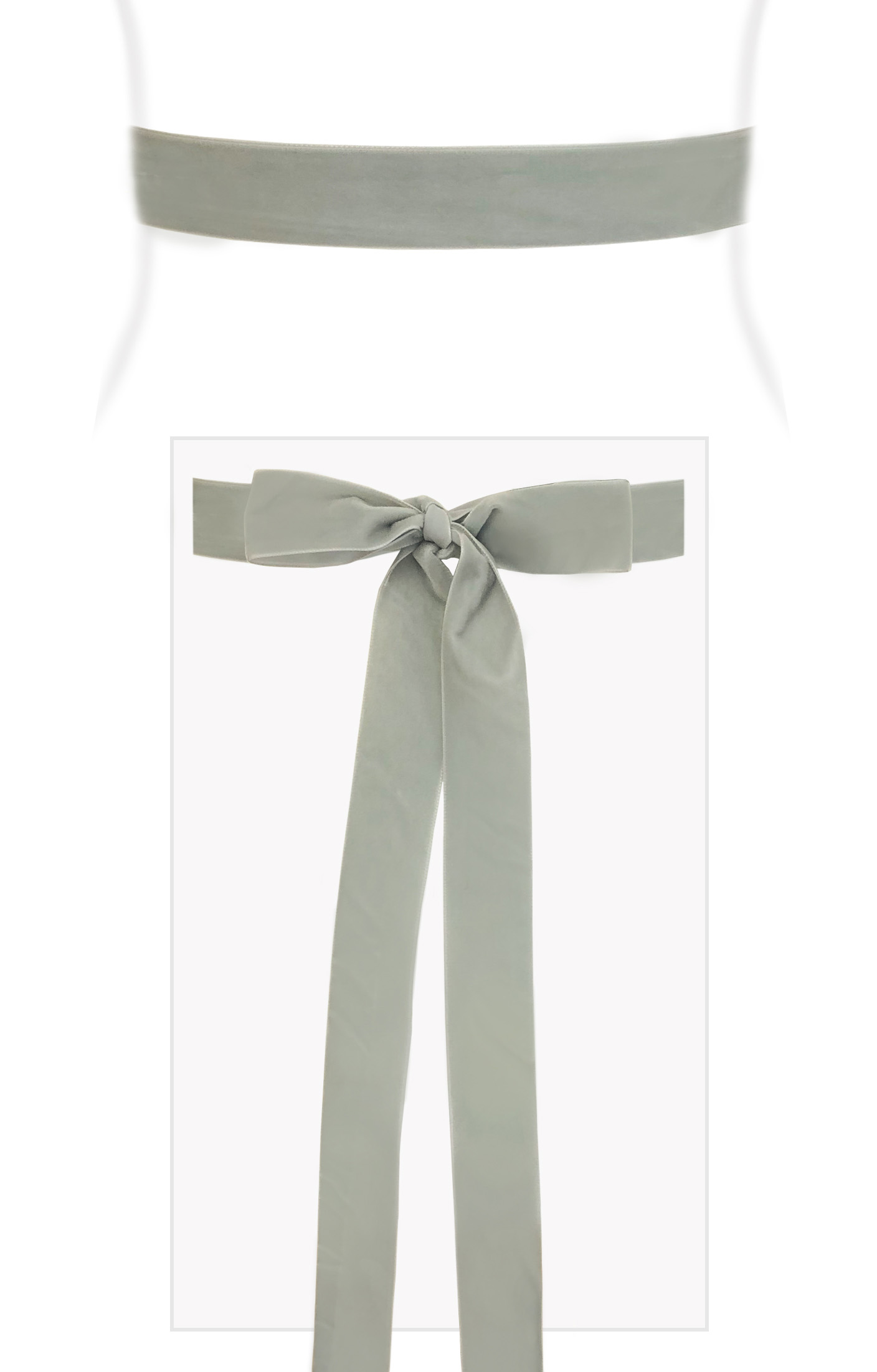 Image of Velvet Ribbon Sash Pale Aqua