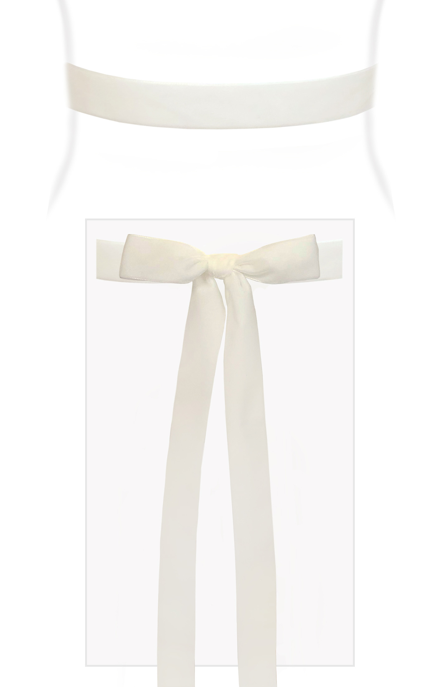 Velvet Ribbon Sash White - Maternity Wedding Dresses, Evening Wear